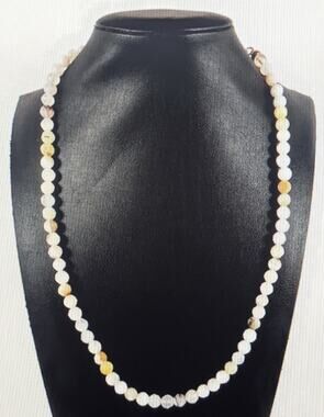 Vintage Jay King DTR Signed Agate Beaded Gemstone 925 Silver 20" Necklace 23.8g